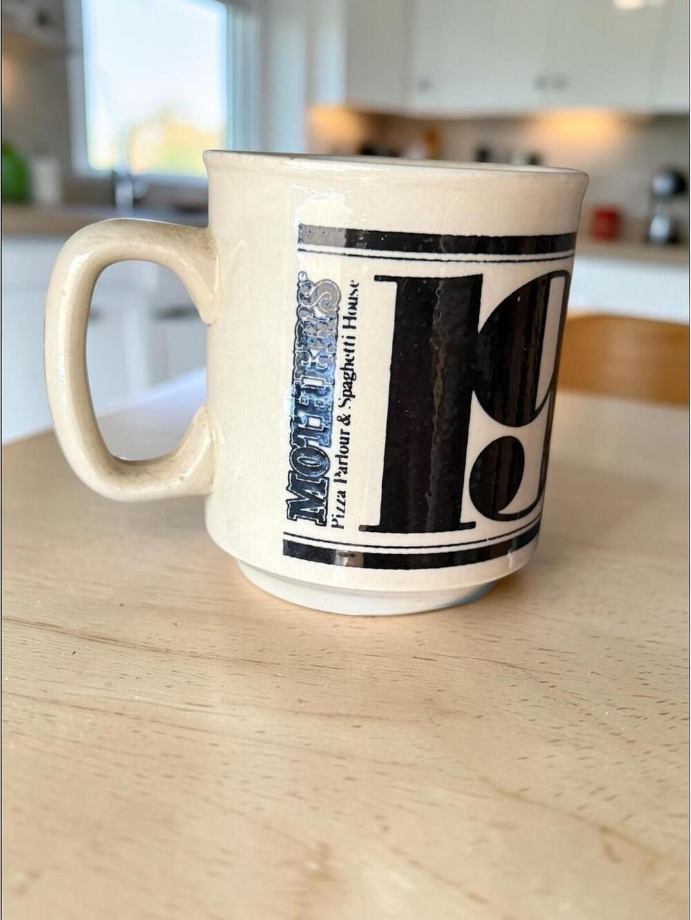 Vintage Mother’s Pizza Parlour Coffee Mug 1934 English Ironstone Restaurant Cup